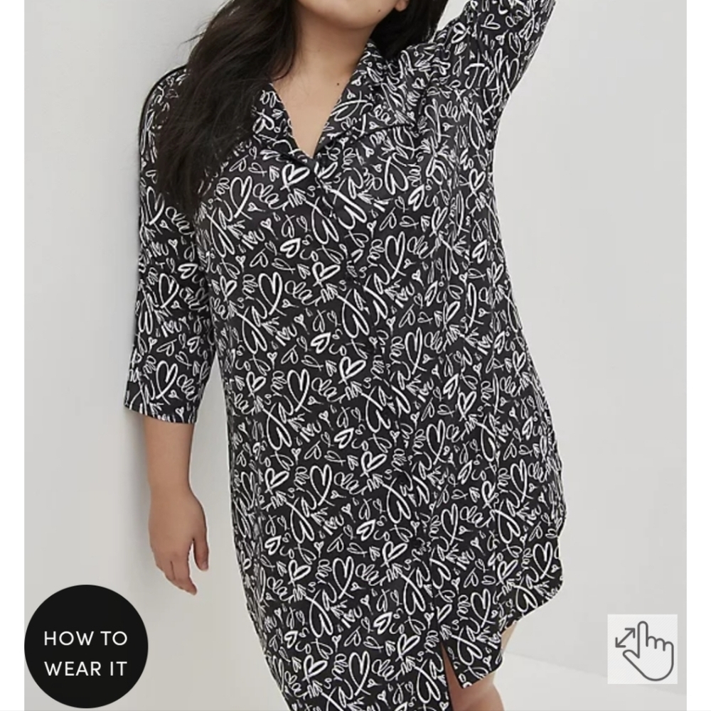 🆕️❤️ 2X GRAFITTI HEARTS  BUTTON UP SLEEP GOWN - SATIN ❤️